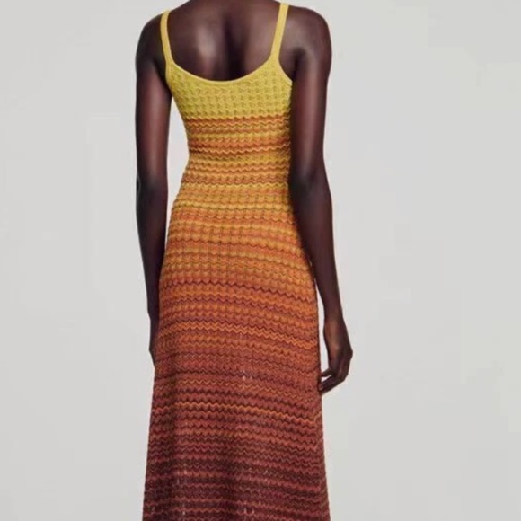 Sandro Knit Maxi Dress in Brown Yellow in Size 4 US - Picture 2 of 6